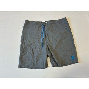 Hurley Board Shorts Men's 38 Gray Blue Logo Drawstring Swim Trunks Pockets 38